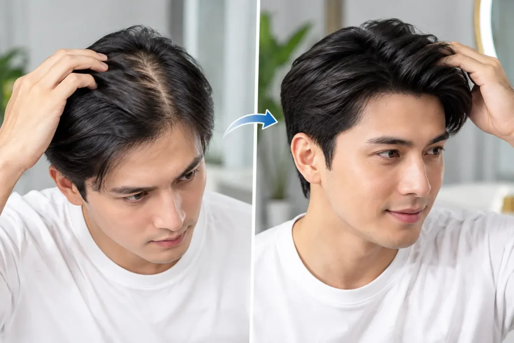 rambut terlihat tebal